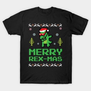 Merry Rex-mas Rexmas Ugly Christmas Dabbing Santa Rex T-Shirt